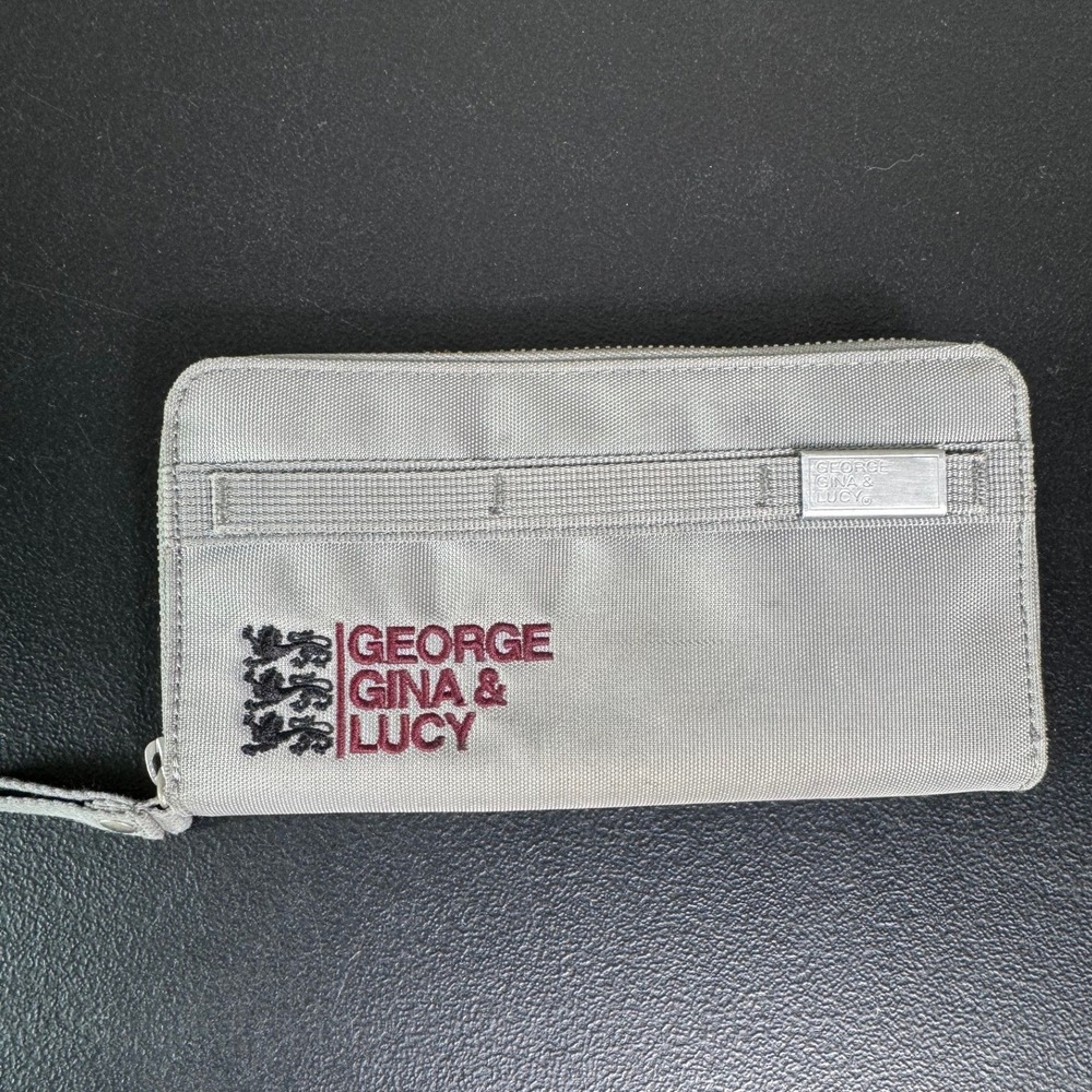 George Gina & Lucy Cash Mere Grey Nylon Zip Around Wallet Organizer Gorpcore
